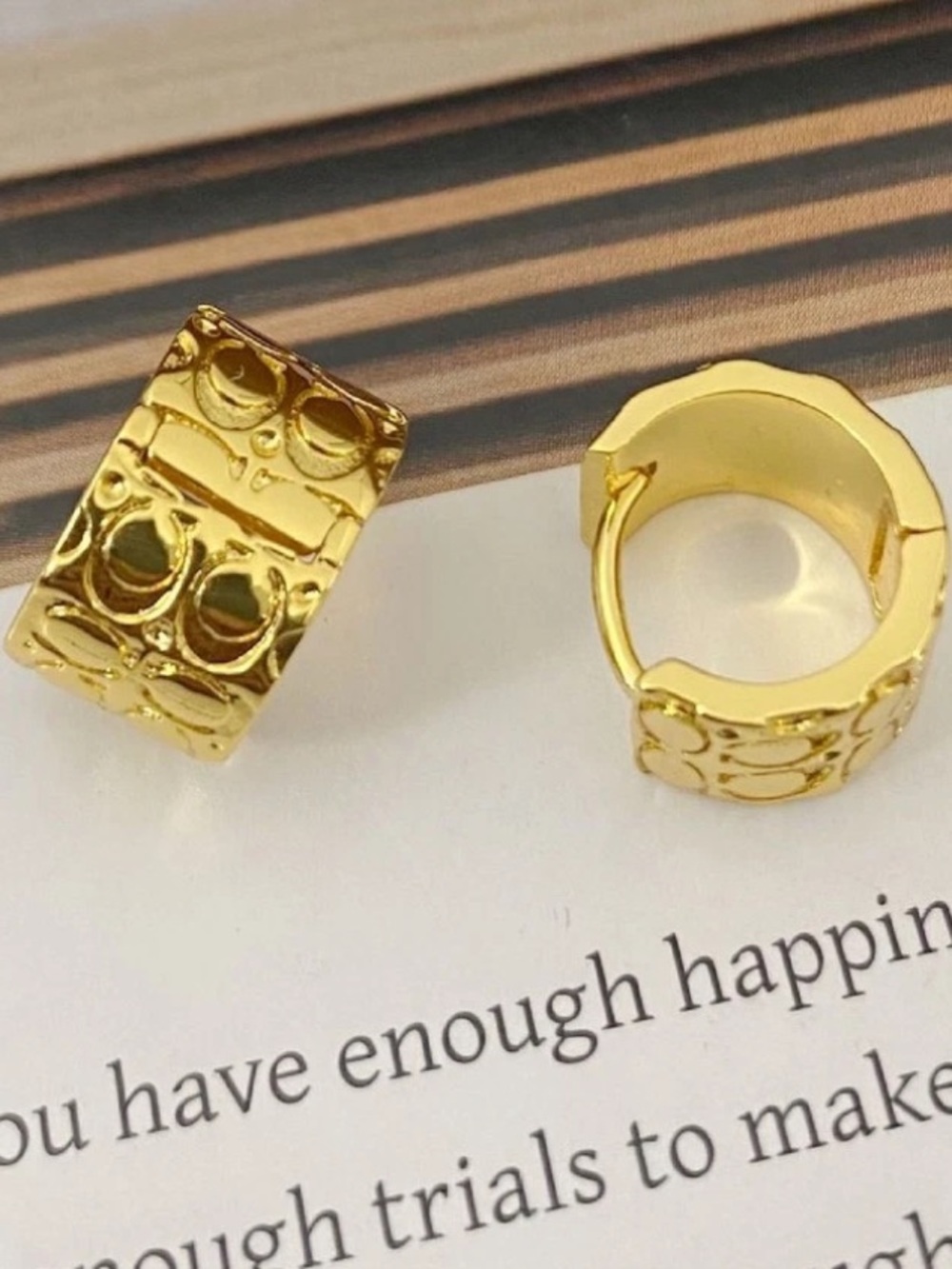 Coach Gold Tone Signature C Huggies Earrings Swarovski Rhinestone w/Dustbag NWT - Picture 2 of 7